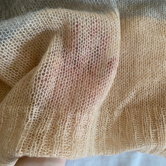 Knitted & Knotted Anthropologie Mohair Blend Open Knit Cowl Neck Sweater - Picture 11 of 11